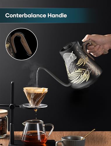 Image of INTASTING Gooseneck Electric Kettle with 1℉ Temperature Control, 0.9 Liter | Fast Heating, Stainless Steel Interior, for Pour Over Coffee, Tea & Boiling Water, Keep Warm, Auto Shut-Off, Rainforest