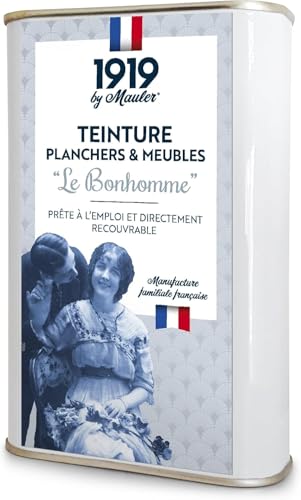 1919 BY MAULER - Teinture bois, meuble & parquet Le Bonhomme - Blanc - 1L - Protège contre les taches grâce à un fond dur intégré