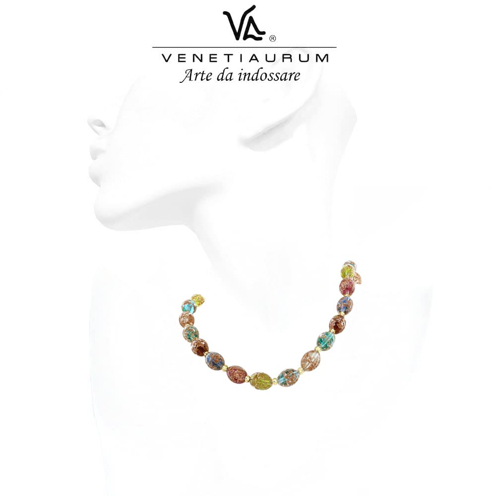 Venetiaurum - Collana girocollo donna con perle in vetro originale di Murano e argento 925 - Gioiello made in Italy certificato