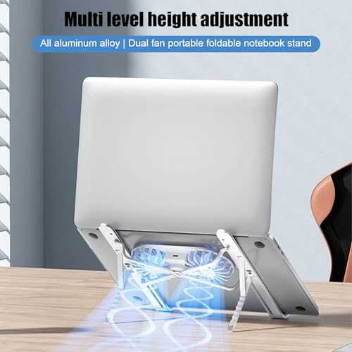 Laptop Cooling Base, Foldable Laptop Stand, Laptop Cooling System Stand with 2 Silent Fan, Adjustable Height, LED Lights, for 10 – 15.6 Inch Laptops - Image 4