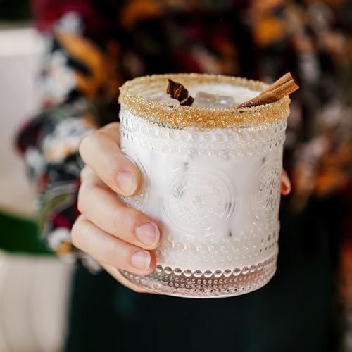 Hobnail Beaded Floral Clear Drinking Glasses Set of 6, (10 oz) Vintage Glassware Set by Kate Aspen| Cocktail Glass Set, Juice Glass, Water Cups | Great Hostess Gift & Gift for New Home Owners by Kate Aspen - Image 2
