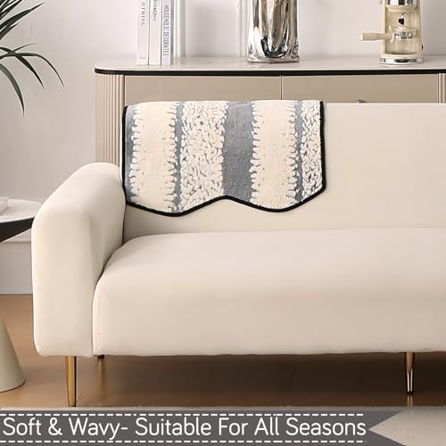 Image of HOKIPO Luxury Wavy Sofa Backrest Cover Mat 55x80 cm | Pack of 1 Anti Slip Backrest Mat, Pewter Grey (AR-6218-GRY)