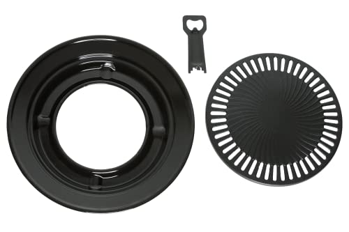 INVIDA Camping Jack Grillplatte, Grillaufsatz für tragbare und Propan Gaskocher, BBQ-Grillplatte, mit Fettauffangschale & Grillplattenheber, Antihaftbeschichtung, Outdoor-Camping-Zubehör, Ø32 cm