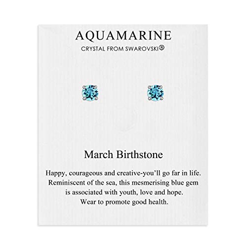 Aretes de piedra natal de marzo (aguamarina) creados con cristales Zircondia®