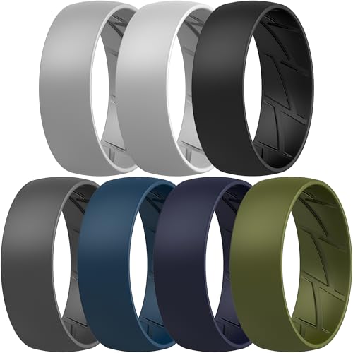 Image of ThunderFit Silicone Rings for Him and Her, Rubber Engagement Bands Unisex - 1 /4 /5 /7 /8 Variety Multipack
