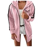 Hanraz Trenchcoat Damen Schwarz Flauschig Plüschjacke Sweatshirt mit Kapuze Fleece Sweatjacke mit Kapuze Für Winter Damen-MäNtel