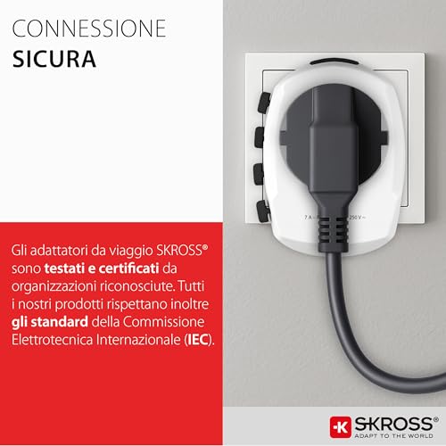 Image of SKROSS - 1.103145 | Pro | Universal Travel Adapter 2-3 Pole for Schuko. Voltage and Rated Power: 100V - 630W / 250V - 1575W - Protection against electric shocks