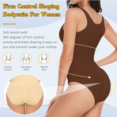 VVX Body feminino – Body modelador de compressão sem costura com controle de barriga, Controle firme