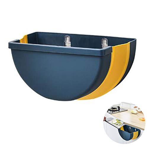 ILYWZY Cubo de Basura Plegable montado en la Pared de la Cocina, Cubo de Basura Colgante para Puertas de gabinetes, automóvil, Cubo de Basura doméstico, Caja Plegable para almacenar Basura,Navy Blue Cover