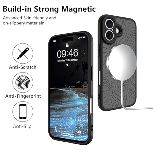 Image of KANGHAR Case Compatible with iPhone 17 Curly Line Pattern | [Compatible with Magsafe] Cute Spiral Ripples Protective Magnetic Case for Girls Women Men 6.3 inch