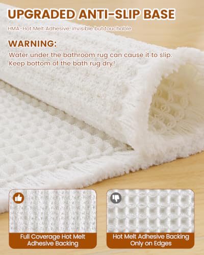 Image of Smiry Waffle Bath Mat 30x20, Extra Soft Absorbent Bathroom Rugs, Non Slip Machine Washable Quick Dry Bath Rugs for Bathroom Floor, Tub, Shower, Home Decor Accessories, White