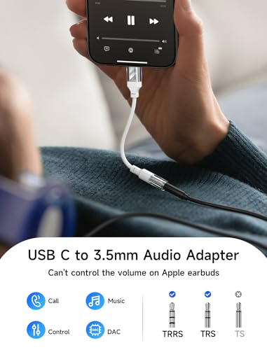 Image of JSAUX USB Type C to 3.5mm Female Headphone Jack Adapter, USB C to Aux Audio Dongle Cable Cord Compatible with iPhone 15 Pro Max /15 Pro /15Plus /15, Samsung Galaxy S24 /S23 /S22 /S21 Ultra, iPad Pro White