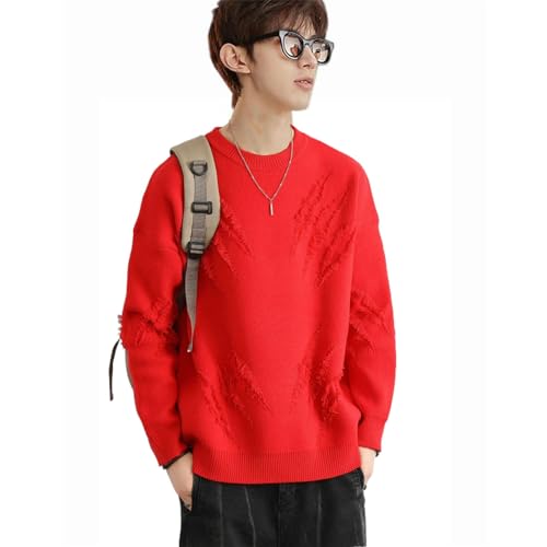 Men's Sweater American Retro High Street Style Knit Pullover Casual Long Sleeve Top for Men