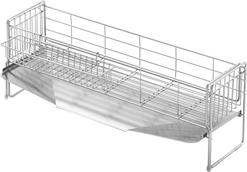 Yoshikawa 1306109 Dish Drainer, Made in Japan, Stainless Steel, Width 5.9 x Depth 22.4 inches (15 x 57 cm), High, Sink Side, Expanding Width