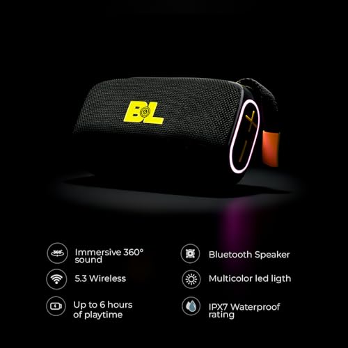 B&L Bluetooth Speaker Portable Waterproof 30W Sound Deep Bass LED Lights USB AUX TF Input Rechargeable 6H Battery Life Bluetooth 5.3 Shower Outdoor Travel Beach Camping Gifts for Teens Men Women Home - Image 4