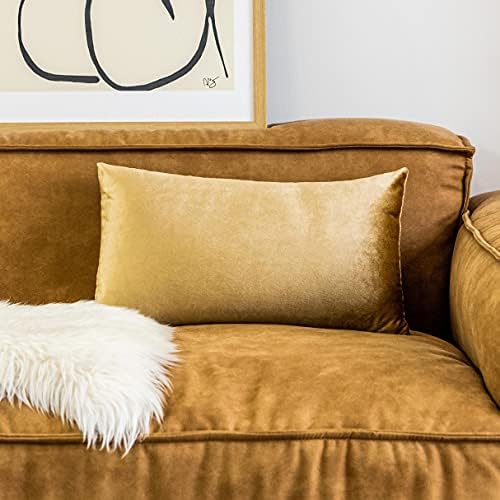 Home Brilliant Pillow Covers 12x20 Luxury Velvet Oblong Pillow Cover Rectangular Throw Pillows for Sofa Living Room Wedding Lounge Party, 12 x 20 Inch, Gold