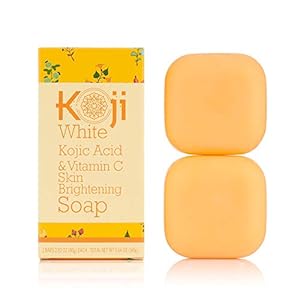 Koji White Kojic Acid & Vitamin C Brightening Soap, Hydrating Face & Body For Radiant Glow Skin, Nourishing, Moisturizing, Even Tone Cleansing Bar, Vegan, Paraben-Free, 2.82 oz (2 Bars)
