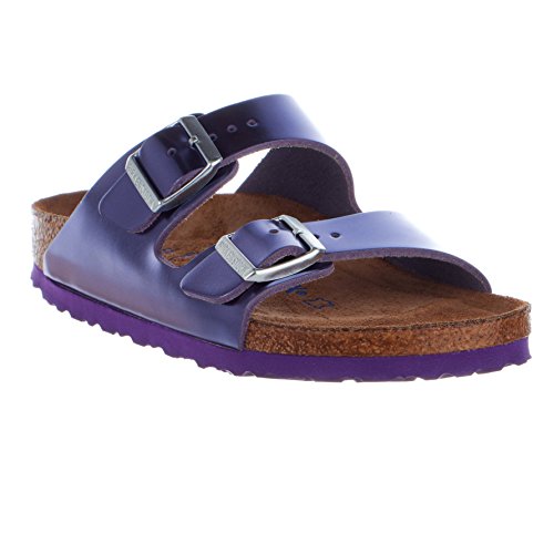 Image of Birkenstock Women's Arizona Soft Footbed Metallic Violet Leather Sandal