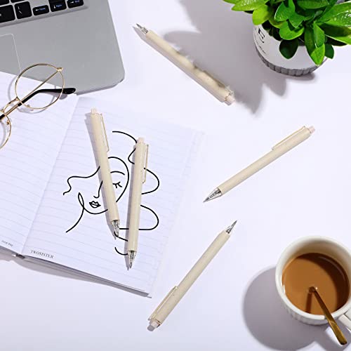 Kisston 60 Pcs Retractable Gel Pen Pretty Quick Dry Black Ink Pens For Note Taking 0.5 Mm Fine Point Smooth Writing Ballpoint Aesthetic Pens For School Office Supplies Art Students, Cream #TOP4