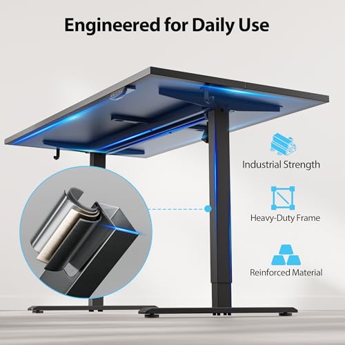 Image of Agilestic Electric Standing Desk, 55 x 28 Inches Height Adjustable Desk, Sit Stand up for Work Office Home, Ergonomic Rising Computer Table with Memory Preset, Black