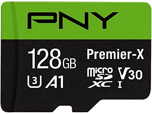 PNY 128GB Premier-X C10 U3 V30 A1 microSDXC Flash Memory Card, UHS-I