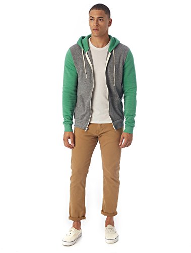 Alternative - Rocky Unisex Colorblocked Eco Fleece Hooded Full-Zip - 32023 - Eco Grey/ Eco True Green - Small3