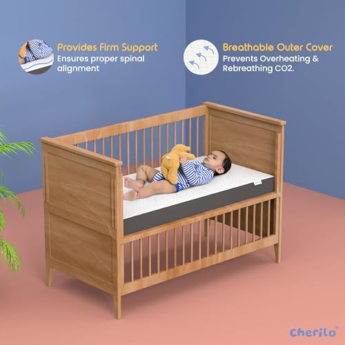 Image of Cherilo Memory Foam Baby Mattress for 0 to 2 Years | 1 Year Warranty | Suitable for Baby Cot, Crib, Bassinet, Washable Waterproof Cover - 48 inch x 24 inch x 4 inch - Pack of 1