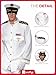 Smiffys Disfraz de capitán Deluxe, Blanco, con Chaqueta, Pantalones, Gorra y Guantes