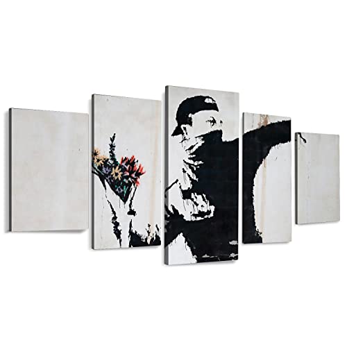 5枚 アートパネル Banksy ポスター バンクシー落書きアート 油絵 絵画 世界名画 複製画 アートパネル アートポスター フレーム 防湿 キャンバスア けやすい インテリア絵画