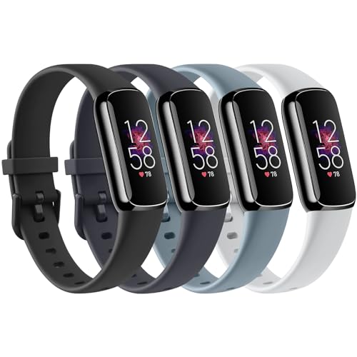 Image of 4 PACK Sport Bands Compatible with Fitbit Luxe Bands for Women Men, Soft Silicone Replacement Sport Straps Wristbands for Fitbit Luxe Fitness and Wellness Tracker