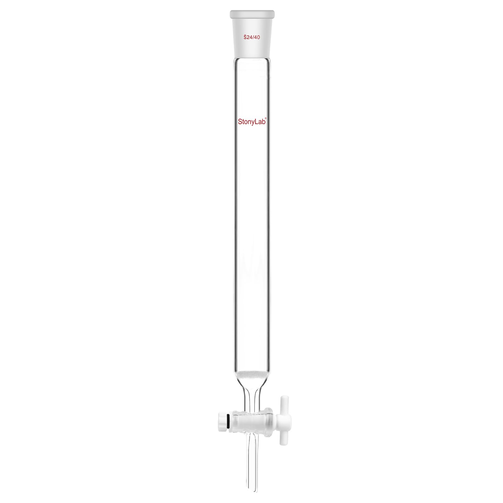 stonylab Colonna di Cromatografia, Diametro Interno di 25,4 mm, Lunghezza Effettiva di 254 mm, Tappo di Sabbia G2, Giunto Conico Standard 24/40, Vetro Borosilicato, per Applicazioni di Laboratorio