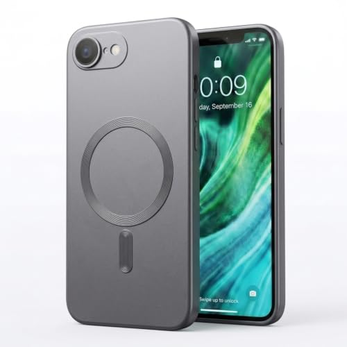 Image of amazon basics Premium Mag-Safe Case for iPhone 16E | Shockproof & Anti-Scratch Cover | Soft Silicone with Wireless Charging | Camera Lens Guard - Gray