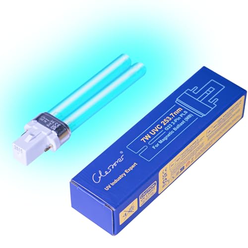 7W Ampoule UV de Remplacement, avec culot 2G11, ampoule UVC de rechange pour filtre de bassin,...