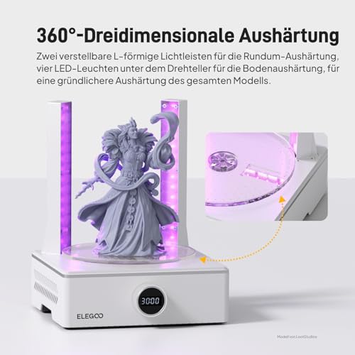 ELEGOO Mercury XS Bundle Machine Wash & Cure Separate Reinigungs- und Aushärtungsstation für große 3D-Harz-Druckmodelle mit tragbarer UV-Lampe, kompatibel mit ELEGOO Saturn und Mars