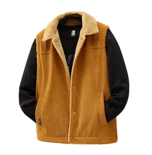 Gilet en fourrure pour homme Haitpant veste d'hiver sans manches chaude doublée et épaisse