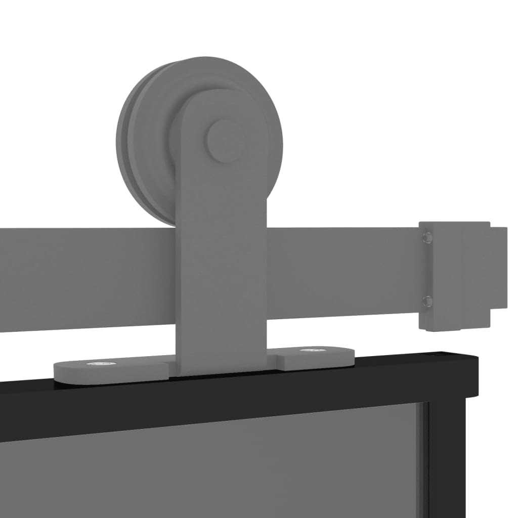 Drzwi przesuwne czarne 76 x 205 cm szkło hartowane i aluminium materiały budowlane drzwi domowe