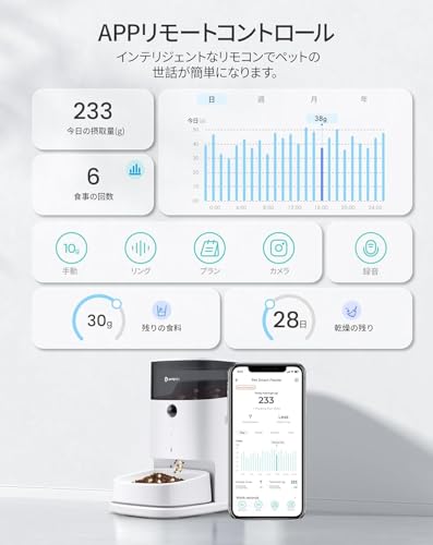 PETGUGU 自動給餌器 猫 カメラ付き 3.5L大容量 PF2 の商品画像 1