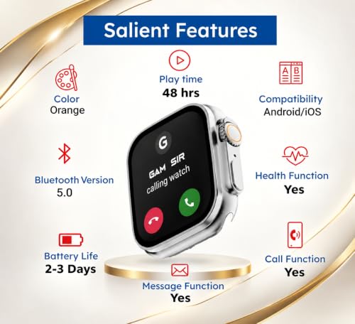 Image of T900 Ultra Big Smart Watch | Bluetooth Calling Smartwatch | Large Display Fitness Watch with Heart Rate Monitor, Sports Modes & Notifications (Orange)