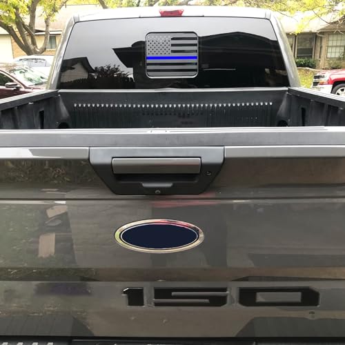 Image of Xinghe for Ford F150 F250 F350 2015-2026, Rear Middle Window American Flag Decals, Matte Black USA Flag Decal for Truck Back Window, for Ford Raptor 2015-2026 Accessories (Blueline)