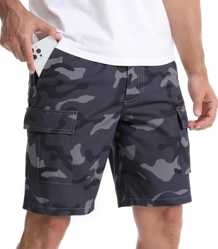 Suwangi Pantalones Cortos Cargo para Hombre Pantalones Casuales Verano Shorts Pantalones con Múltiples Bolsillos