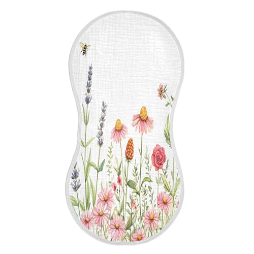 Watercolor Wildflowers Burp Cloths Cotton Baby Washcloths,Large 22x11in Burping Cloth Absorbent and Soft for Newborn Baby Boys and Girls,1 Pack