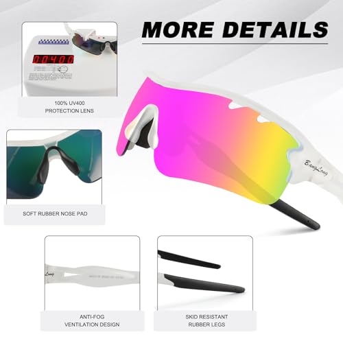 Image of BangLong Polarized UV400 Sports Sunglasses with 5 Lenses for Men Women | TR90 Flexible Frame, 5 Interchangeable Lens with RX Insert, 0.9oz Sports Glasses for Running Cycling Baseball Hiking