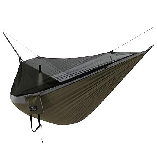 Everest Double Camping Hammock with Mosquito Net | Bug-Free Camping, Hiking, Backpacking & Survival Outdoor Hammock Tent | Reversible, Integrated, Lightweight, Ripstop Nylon | Gray/Green/Net Black