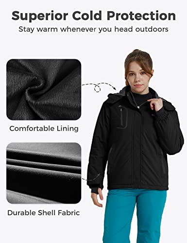 Wantdo Giacca da Sci Montagna Invernale Parka da Neve Caldo con Cappuccio Cappotto da Snowboard Giubbotto Impermeabile Bambina