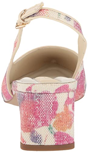 Franco Sarto Women's Racer Slingback Pump, White Multi Floral Raffia, 9.5 #TOP2