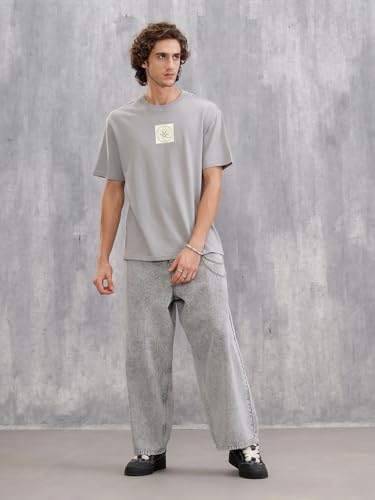Image of WROGN Men's Pure Cotton T-Shirt | Printed Design | Oversized Fit