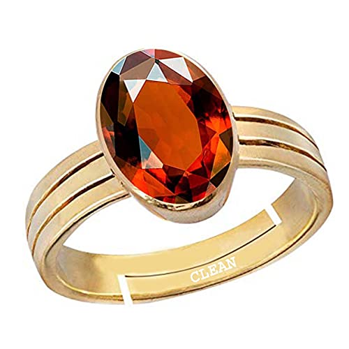 Bague Hessonite Gomed naturelle en métal Panchdhatu ajustable taille S