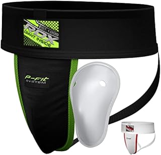 RDX Groin Protector Cup Men, Boxing Kickboxing MMA Muay Thai Sparring Groin Guard, Ventilated Adjustable, Jockstrap Taekwondo Karate Fighting Training, Underwear Jiu Jitsu BJJ Protection, Boys Youth