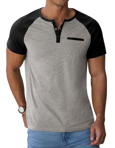 Image of Sailwind Men's Cotton Henley Short Sleeve Casual T-Shirts with Pocket