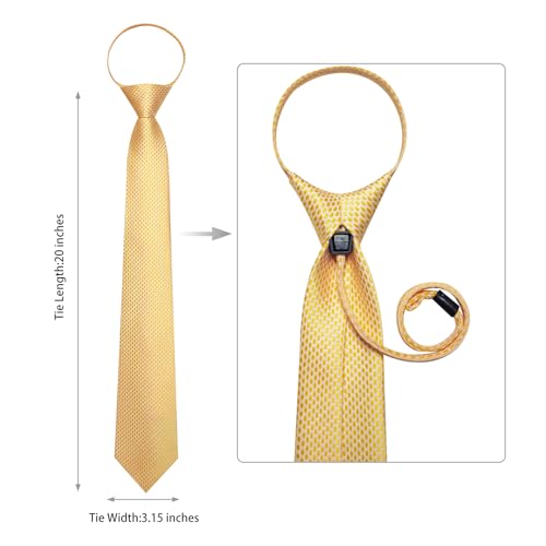 Image of DiBanGu Mens Zipper Ties Silk Adjustable Necktie Pocket Square